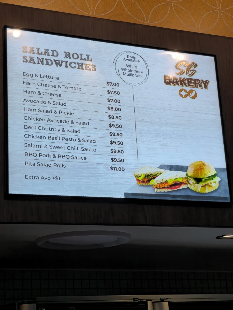 Menu, SG BAKERY HELENSVALE