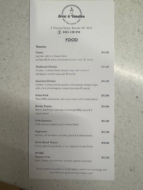 Menu, Brew & Toasties