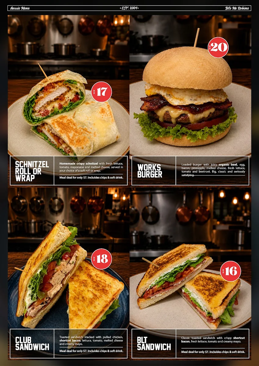 Menu, Bite Me Gourmet