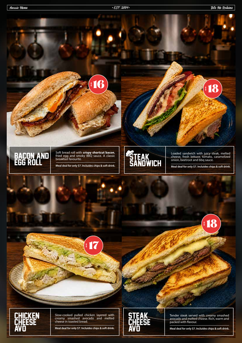 Menu, Bite Me Gourmet