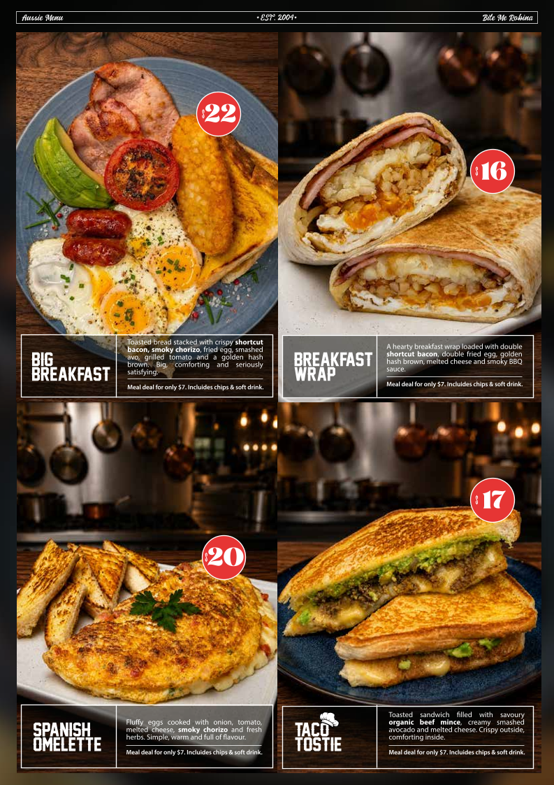Menu, Bite Me Gourmet