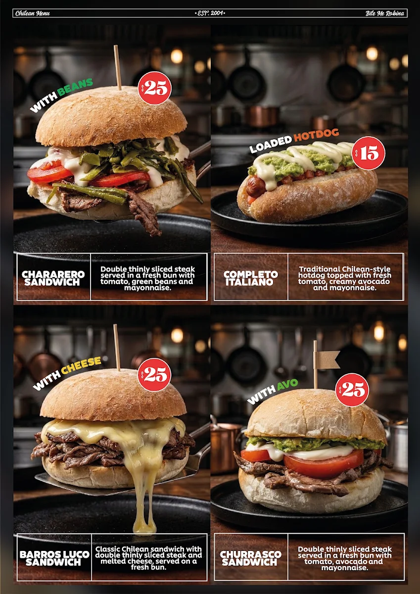 Menu, Bite Me Gourmet