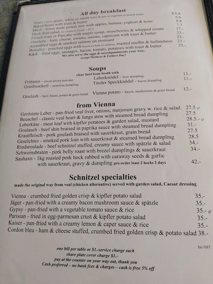 Menu, K & K