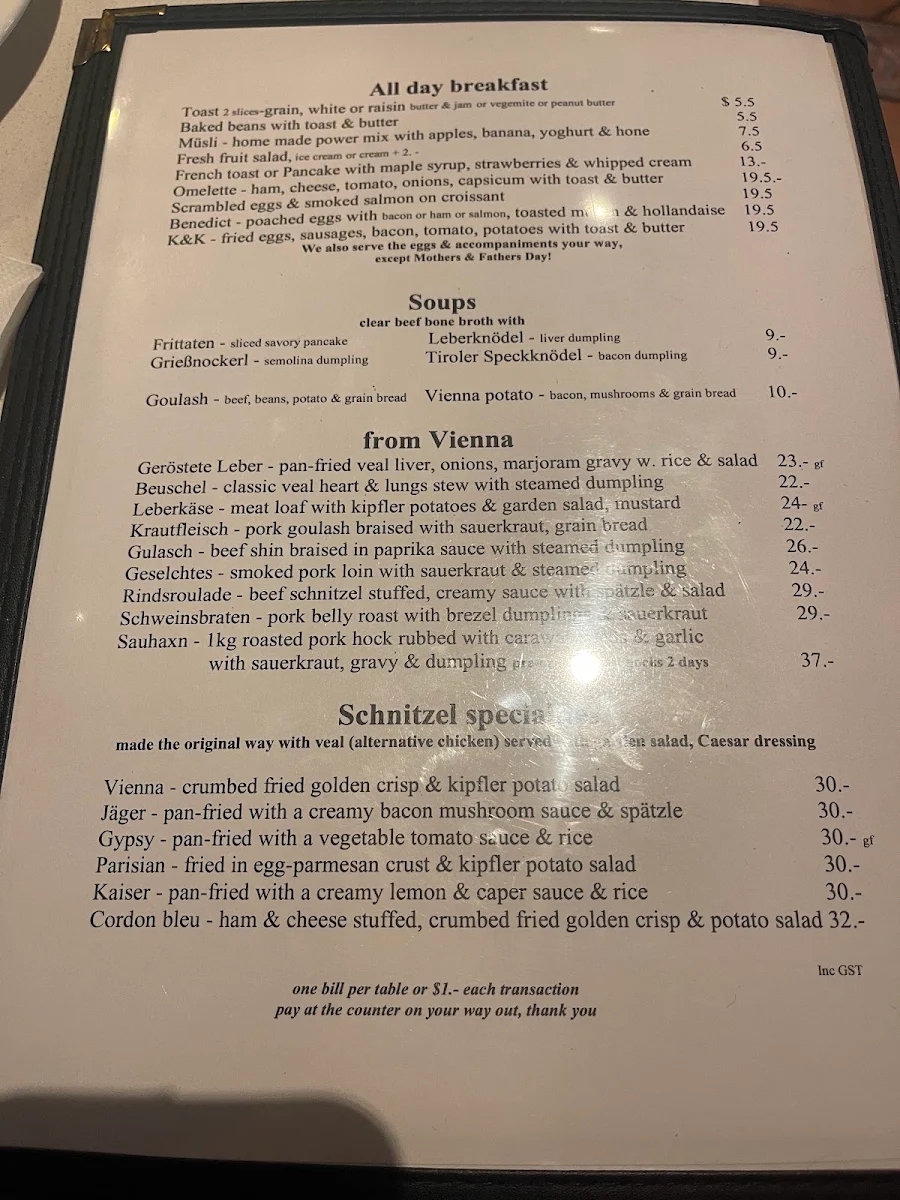Menu, K & K