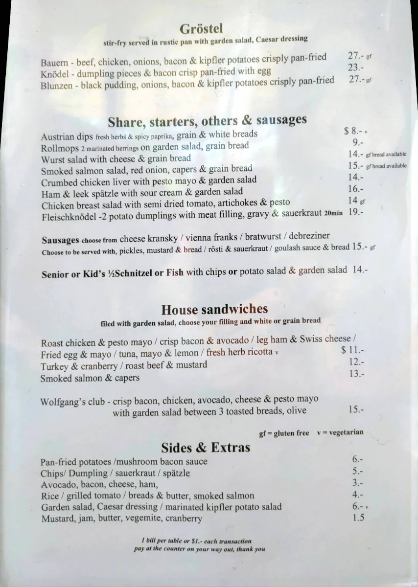 Menu, K & K