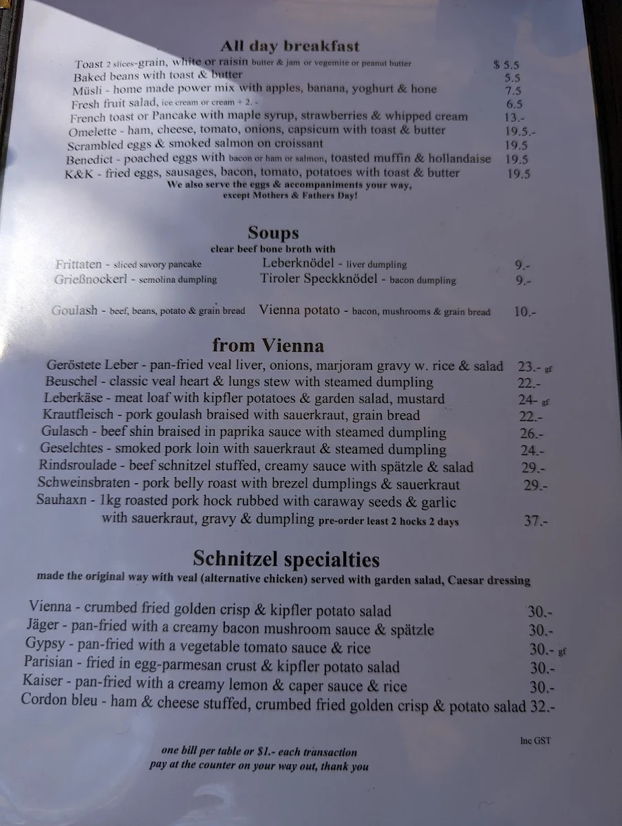 Menu, K & K