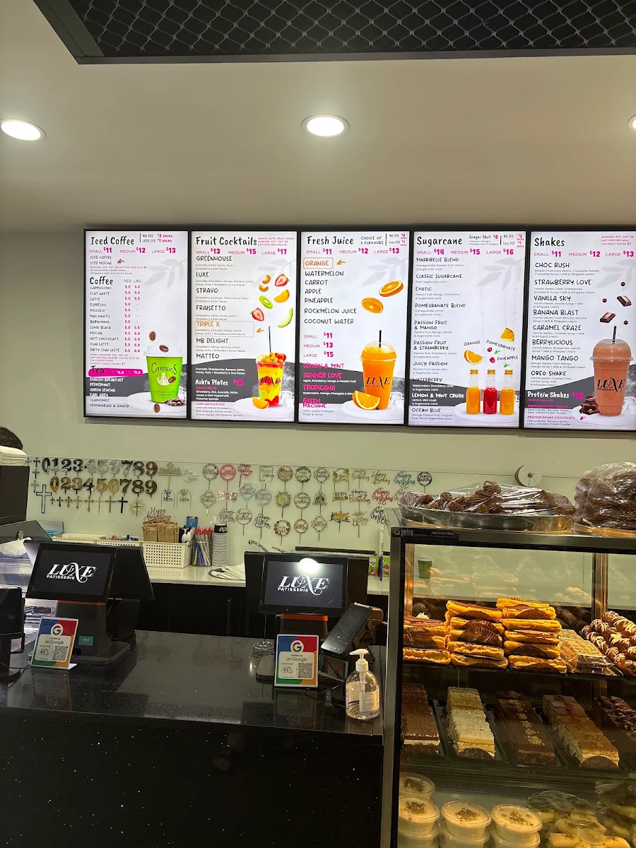 Menu, LUXE PATISSERIE & SWEETS PTY LTD