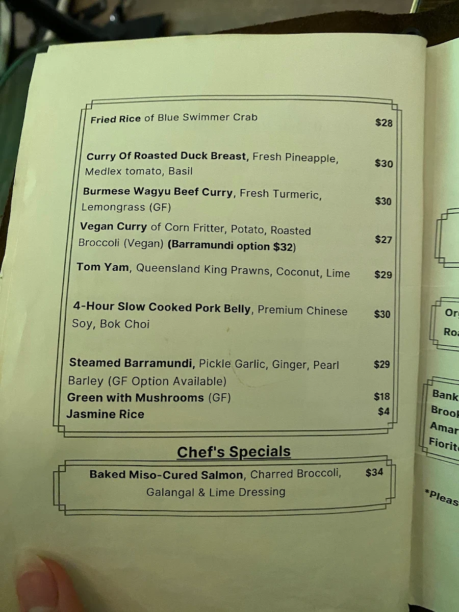 Menu, Bang Tang Potts Point