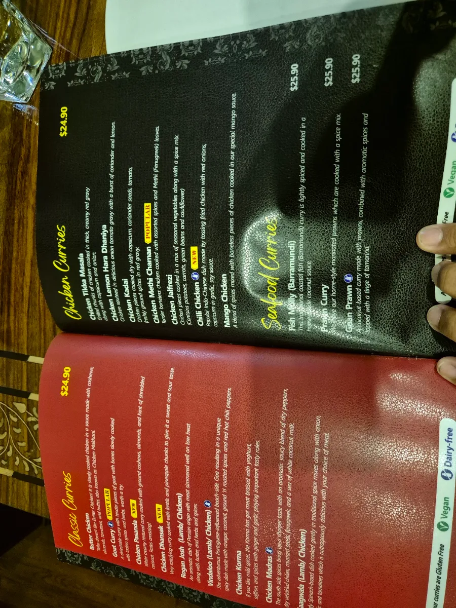 Menu, Aamaya Indian Restaurant