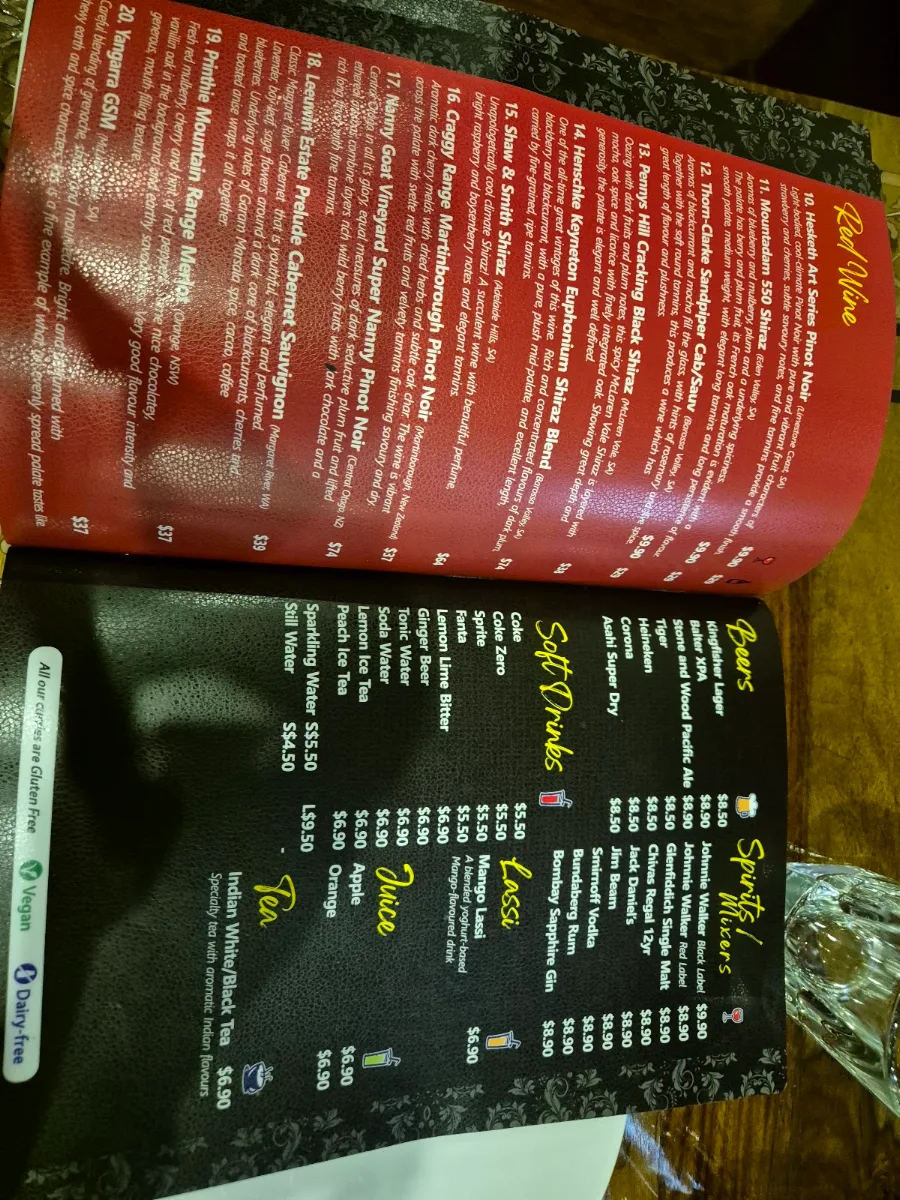 Menu, Aamaya Indian Restaurant