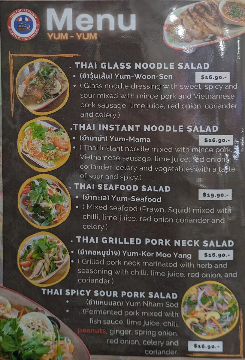 Menu, Thai Food Station