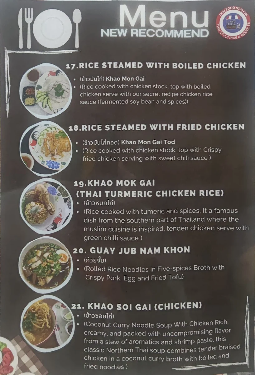 Menu, Thai Food Station