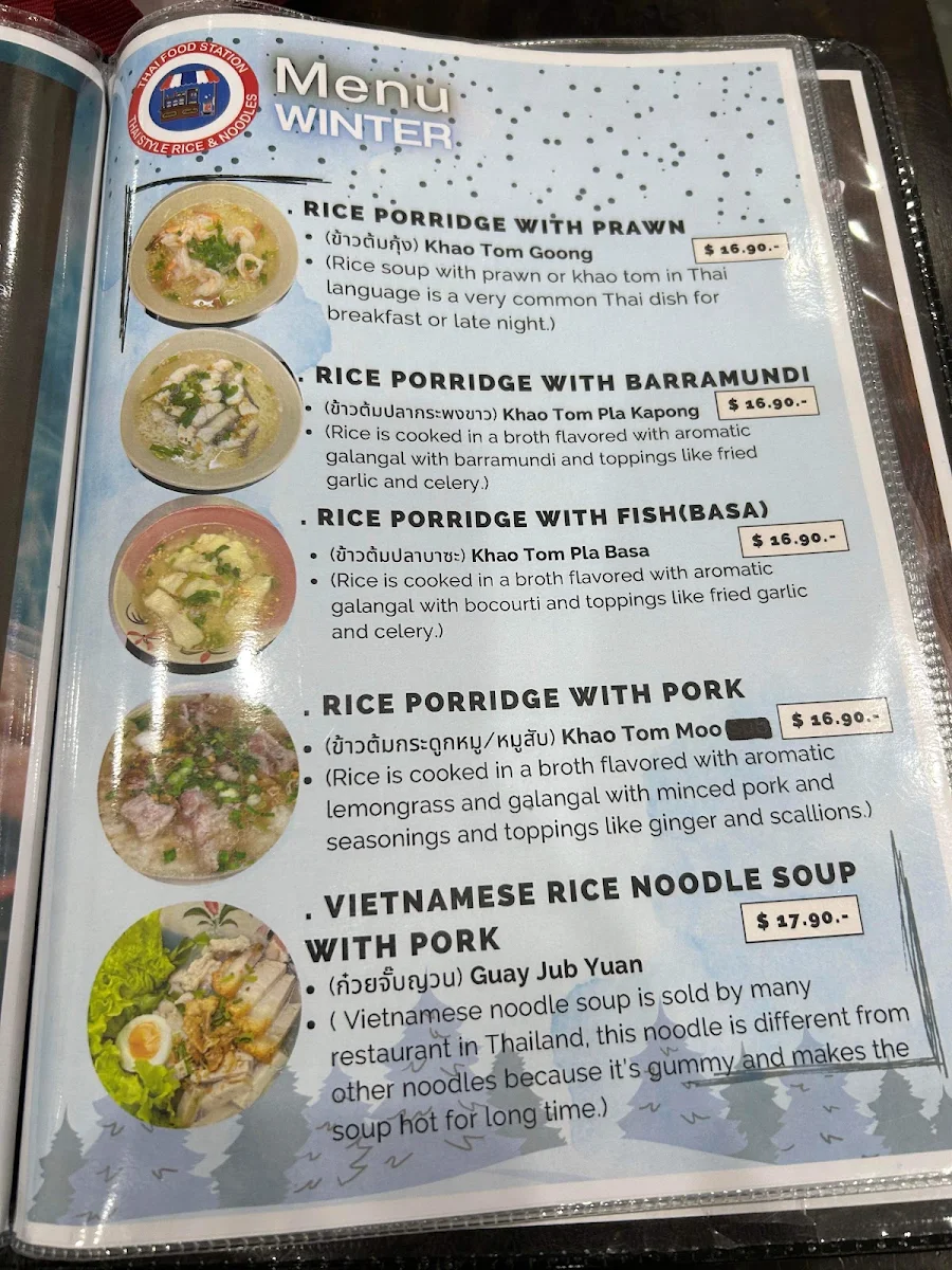 Menu, Thai Food Station