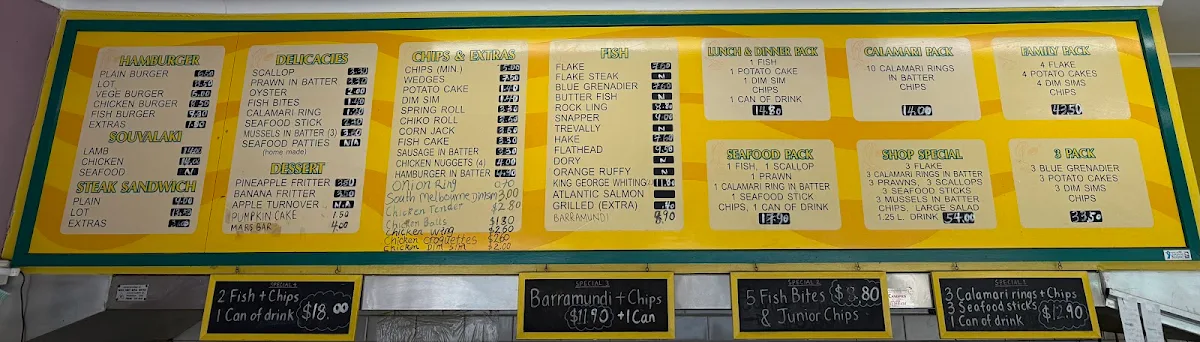 Menu, Laura St Seafood