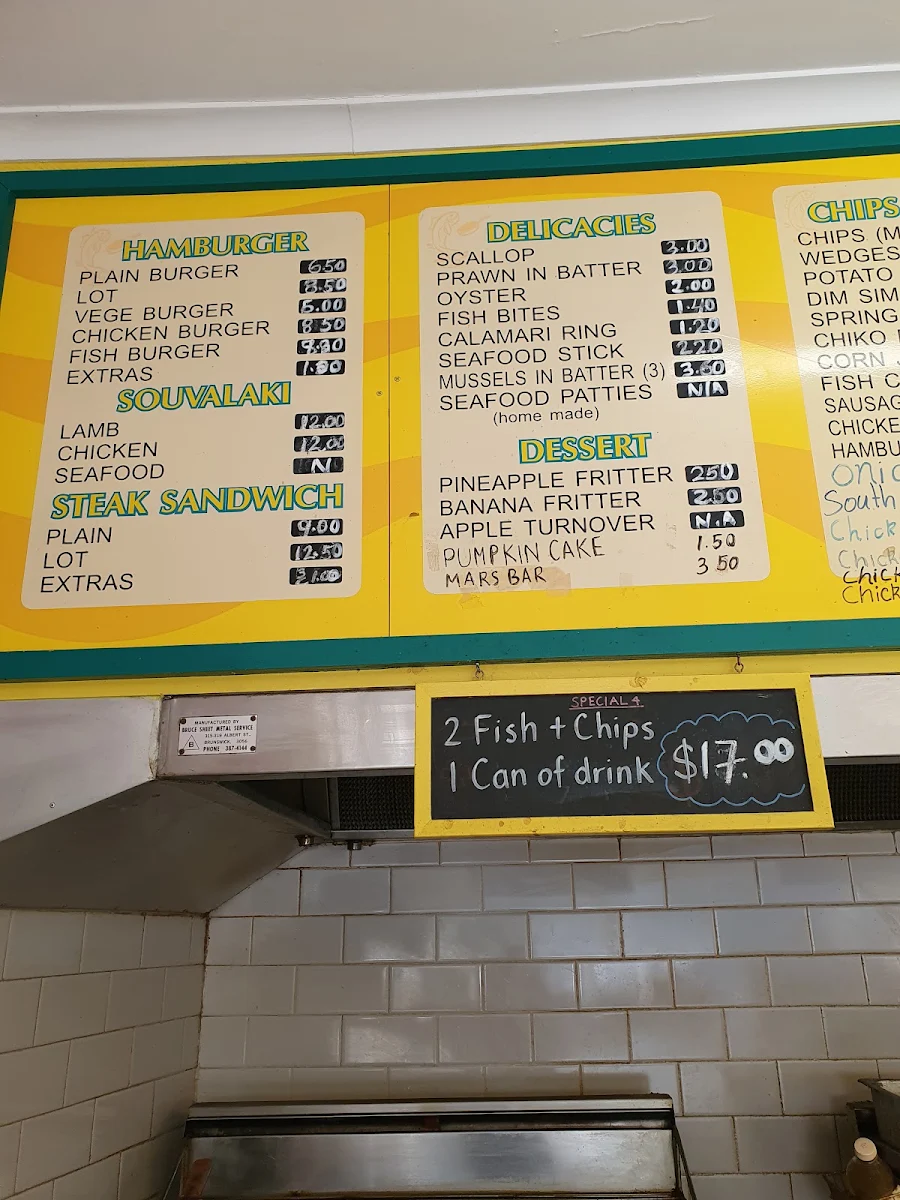 Menu, Laura St Seafood