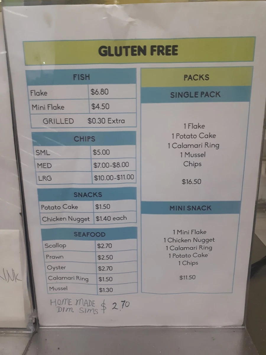 Menu, Laura St Seafood
