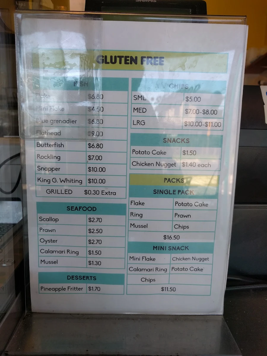 Menu, Laura St Seafood