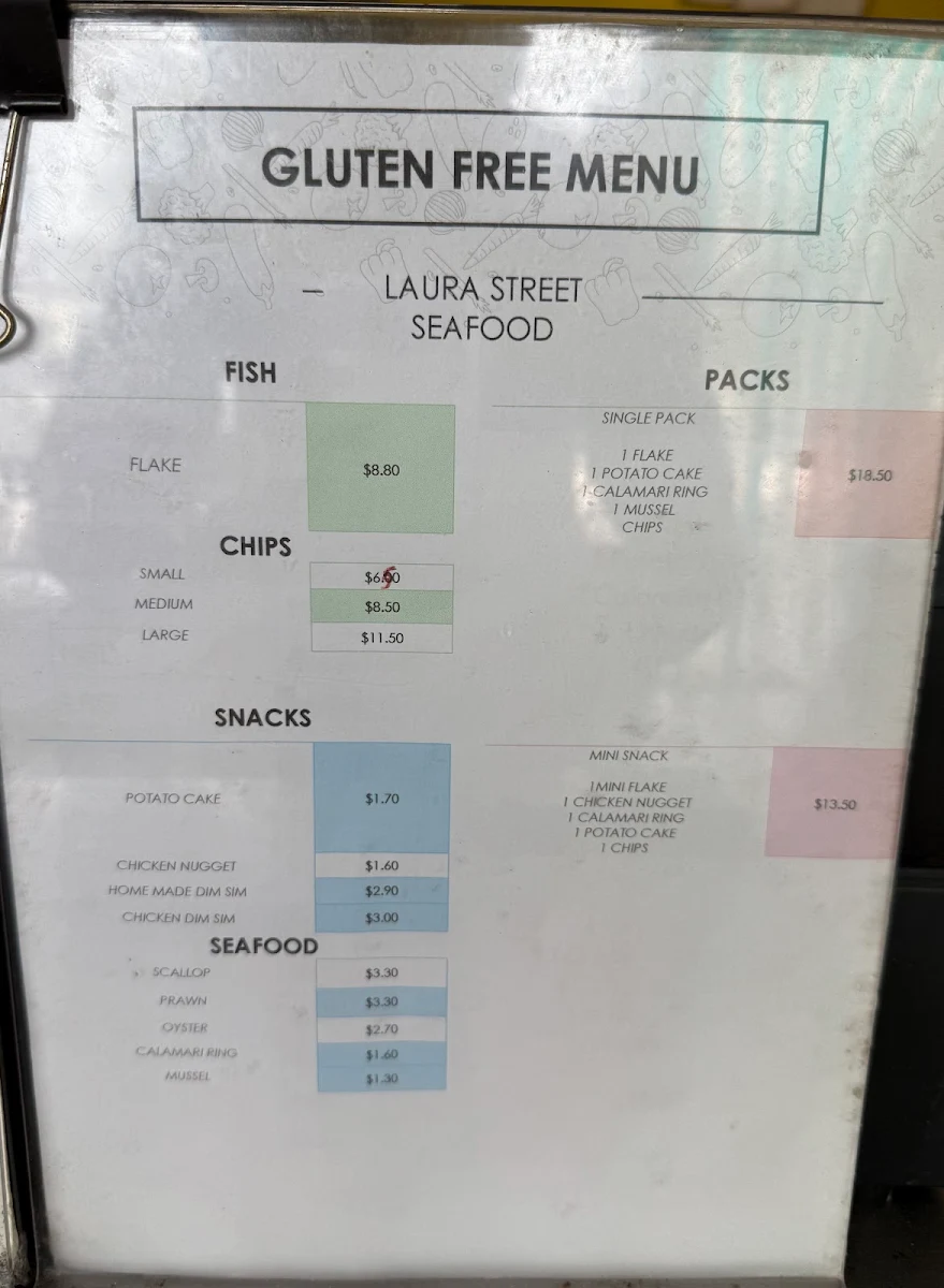 Menu, Laura St Seafood