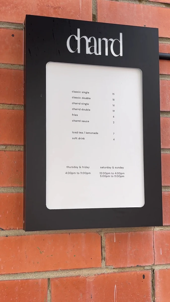 Menu, Charrd
