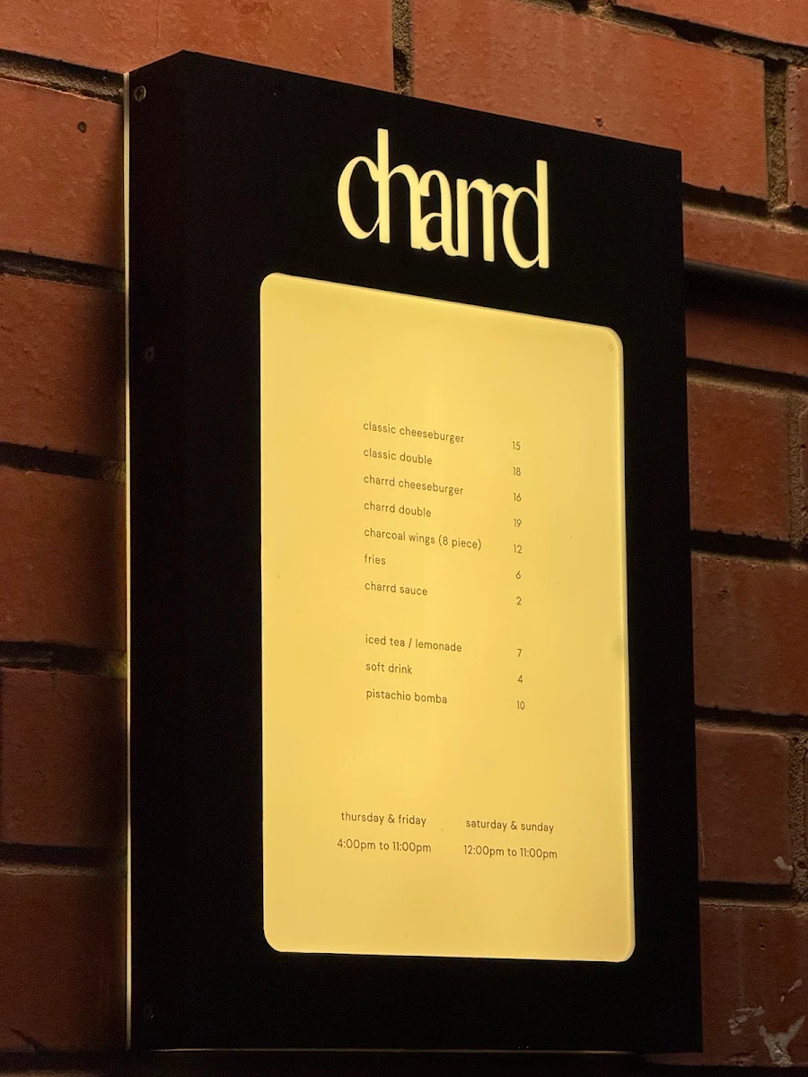 Menu, Charrd
