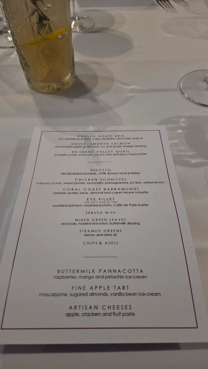 Menu, Harveys