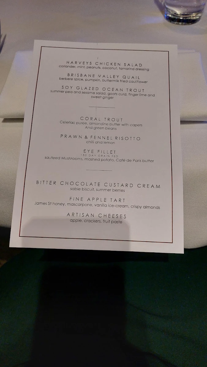 Menu, Harveys