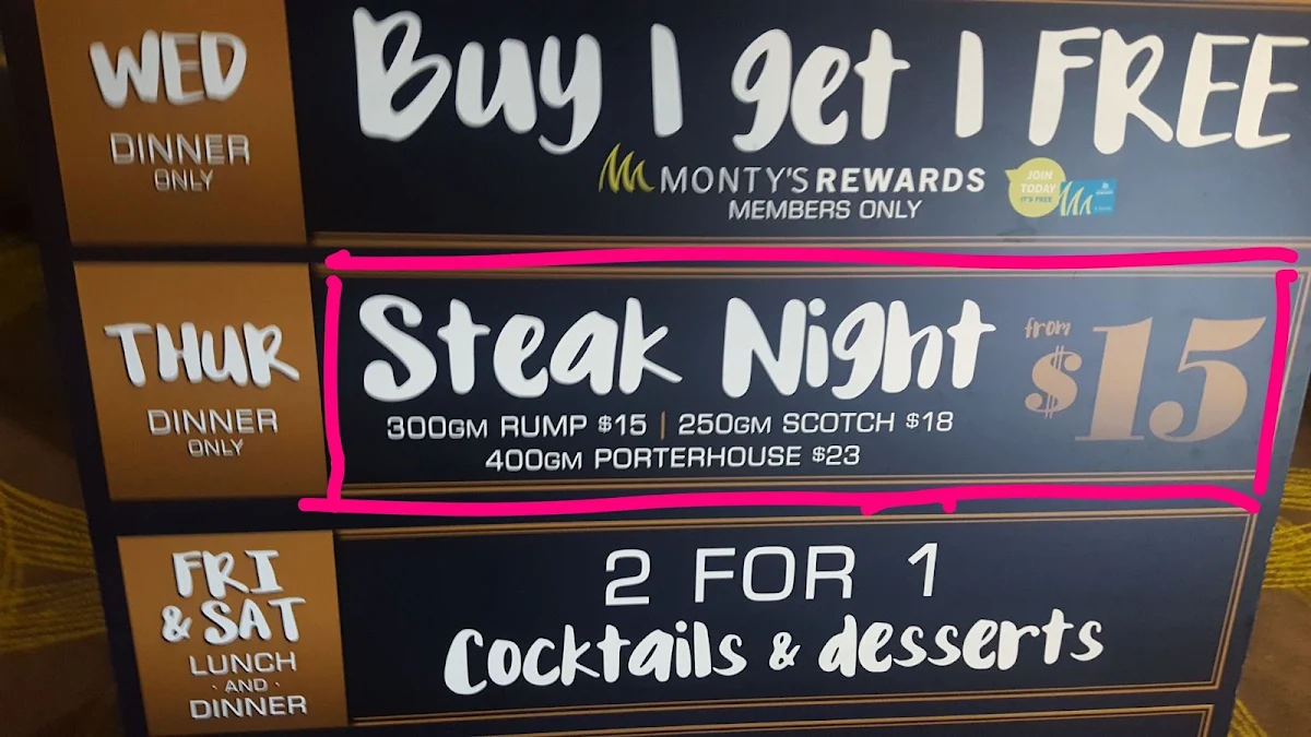 Menu, Plaza Tavern