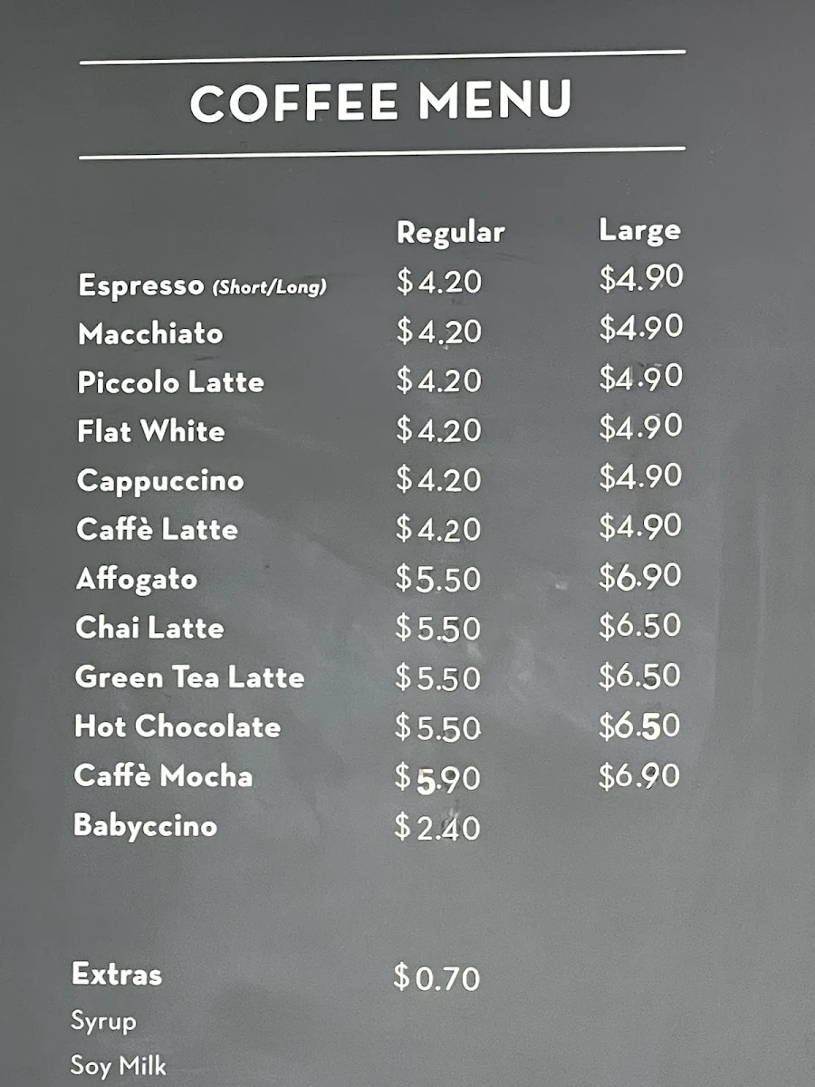 Menu, Incanto Coffee