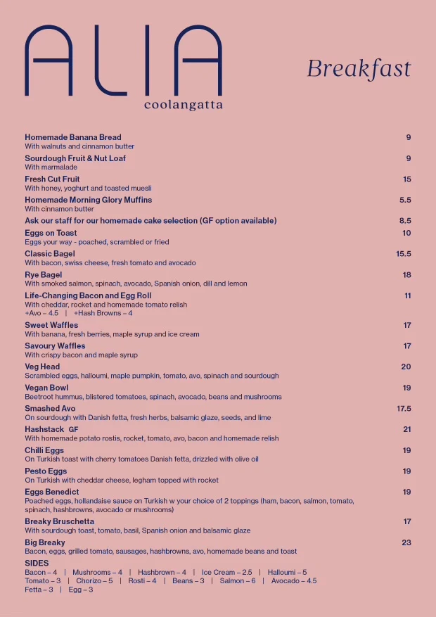 Menu, ALIA