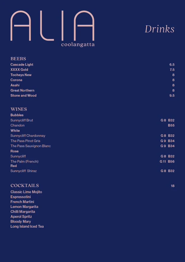 Menu, ALIA