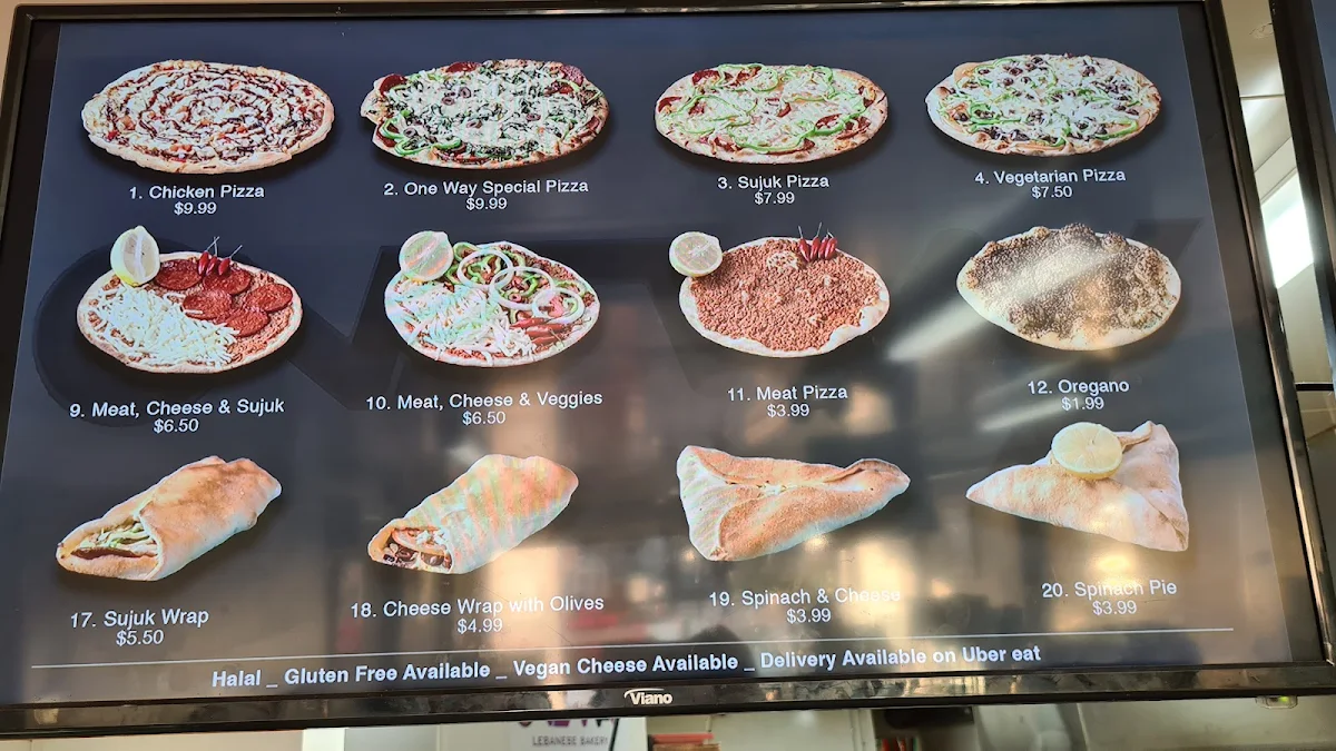 Menu, OneWay Lebanese Bakery
