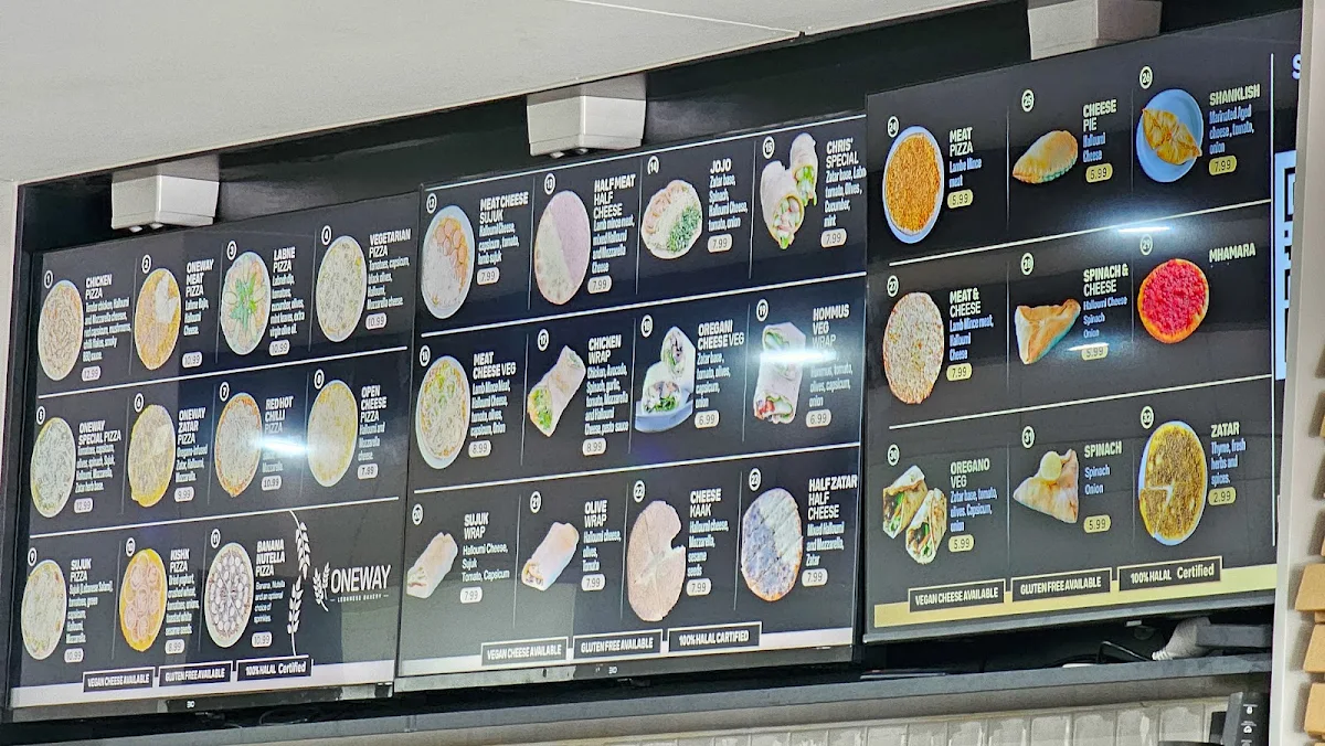 Menu, OneWay Lebanese Bakery