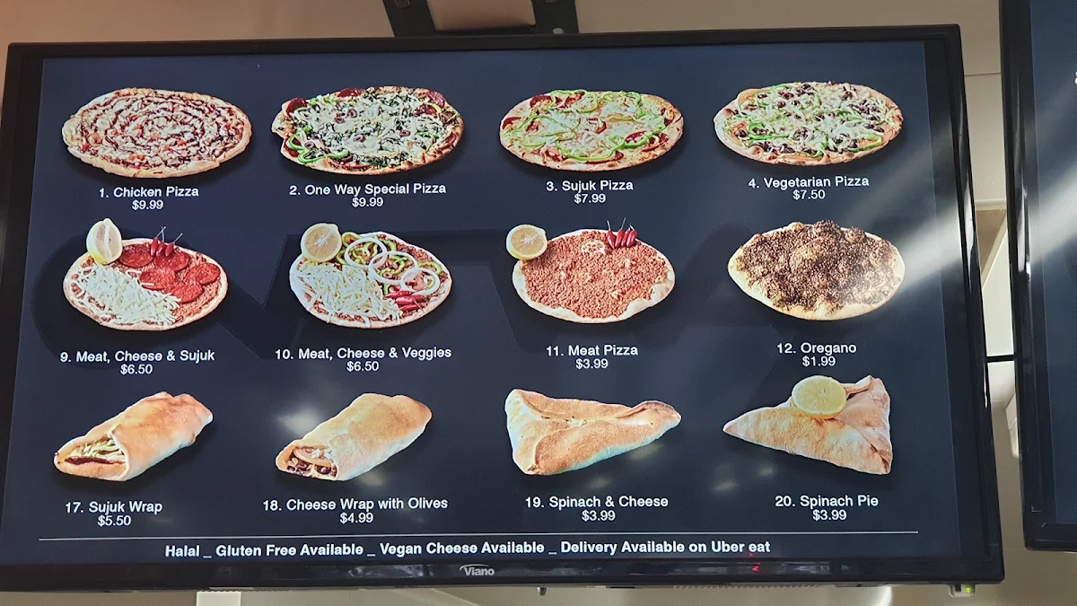 Menu, OneWay Lebanese Bakery