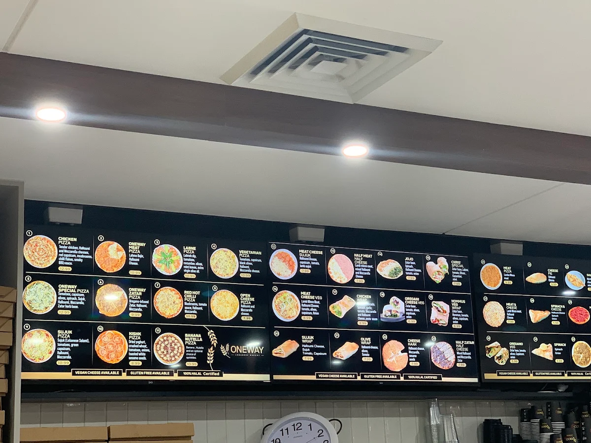 Menu, OneWay Lebanese Bakery