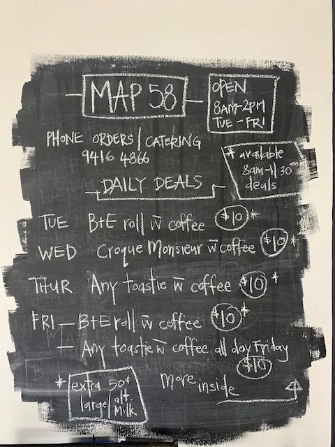 Menu, Map 58