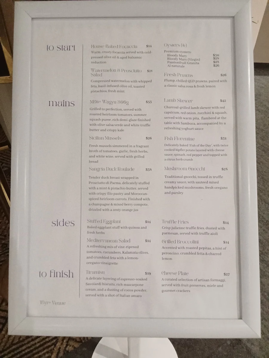 Menu, North Burleigh Surf Life Saving Supporters Club