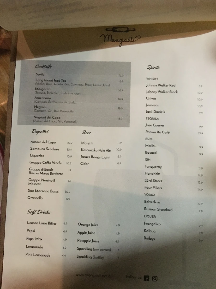Menu, Farinas Roseville