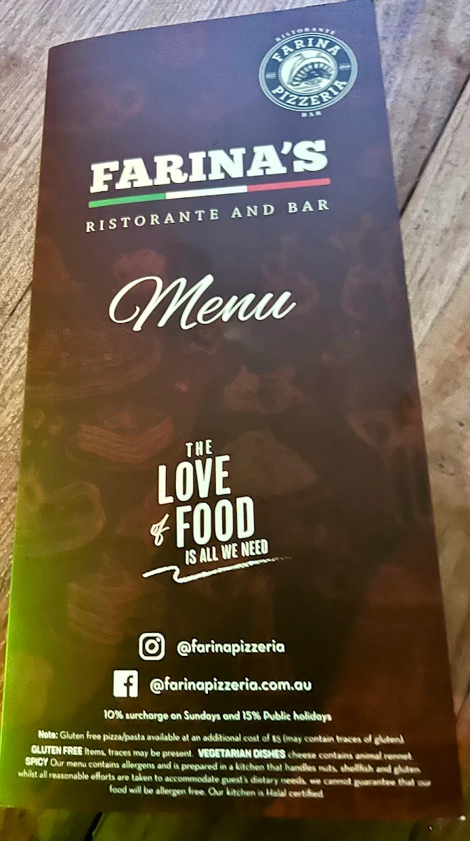 Menu, Farinas Roseville