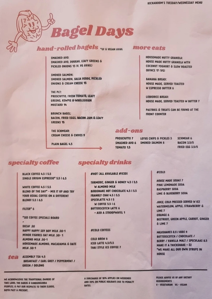 Menu, Kickaboom