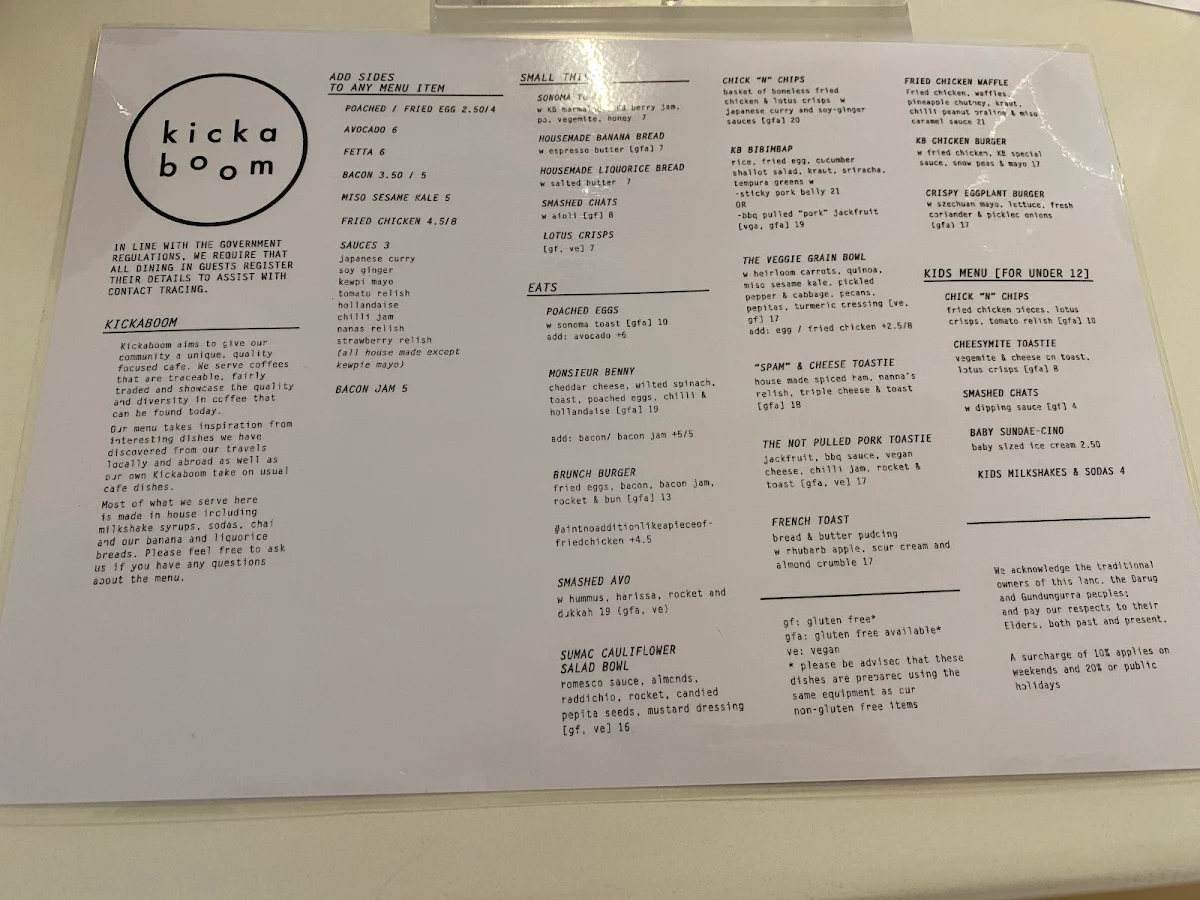 Menu, Kickaboom