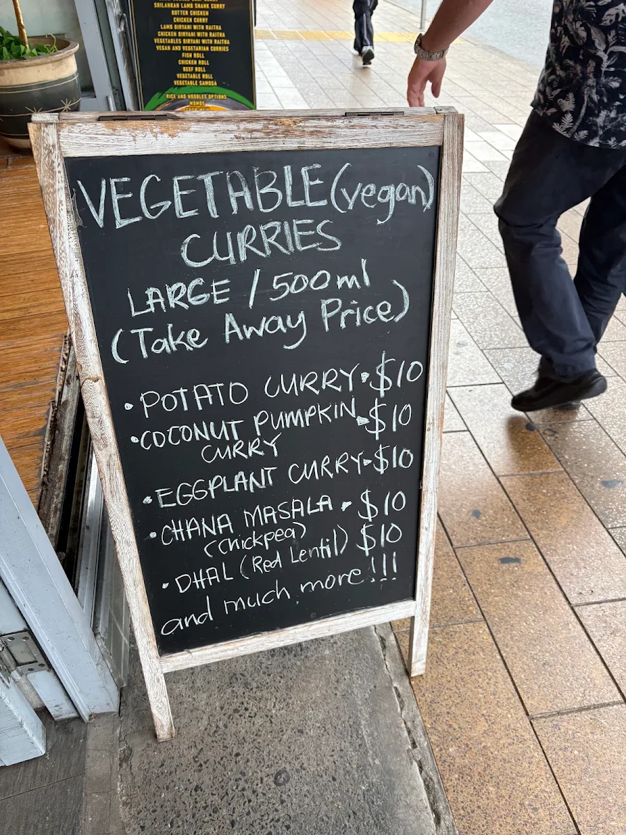 Menu, Lankan Curry House