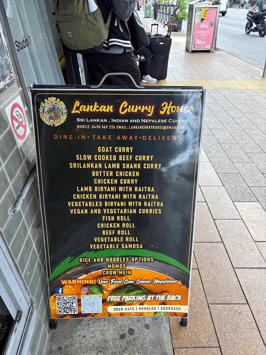 Menu, Lankan Curry House