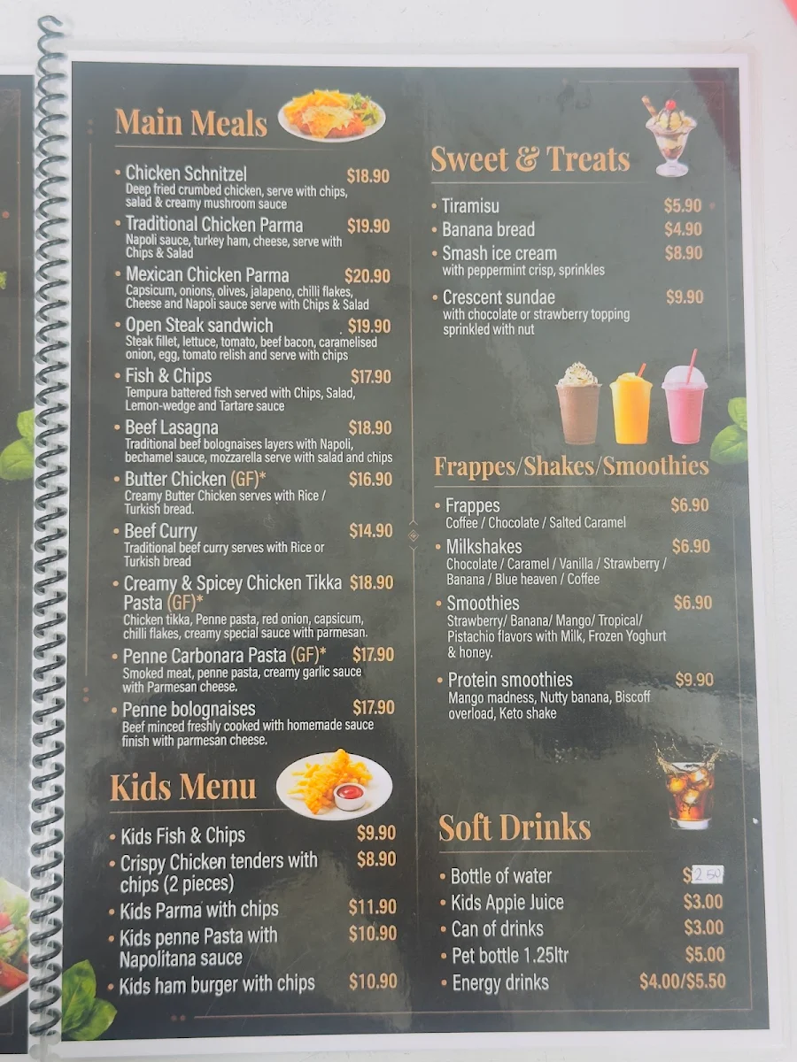 Menu, Crescent Cafe and Restaurant