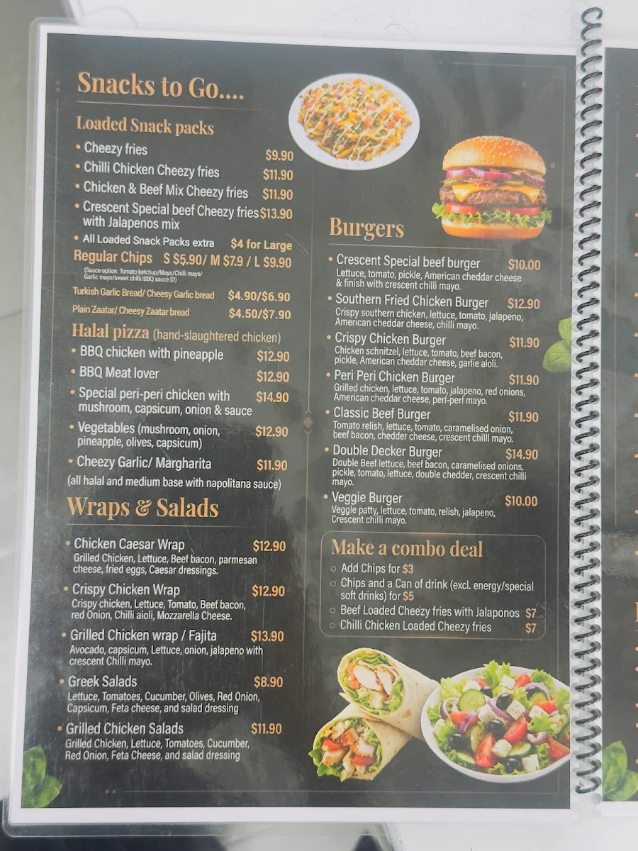 Menu, Crescent Cafe and Restaurant