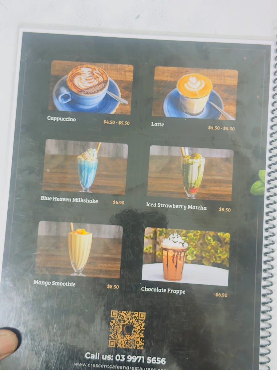 Menu, Crescent Cafe and Restaurant