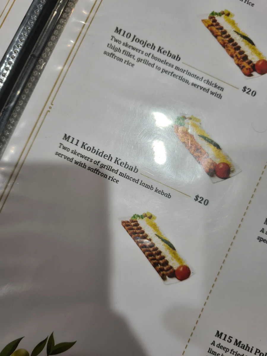 Menu, Zeitoon Restaurant