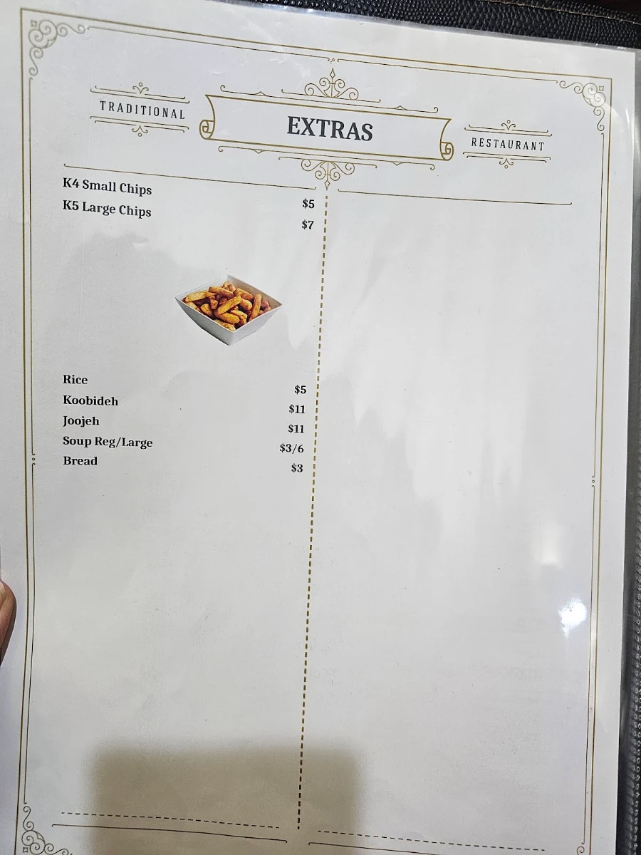 Menu, Zeitoon Restaurant