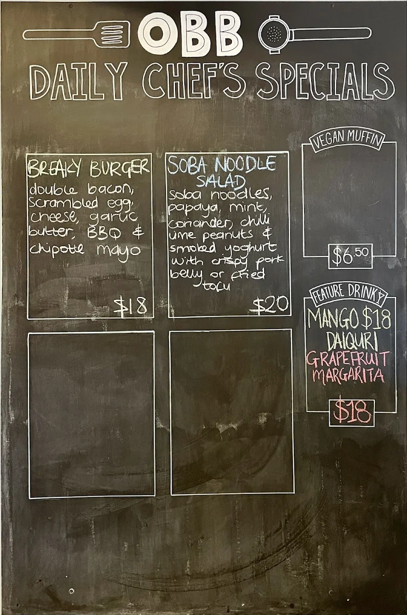 Menu, One Block Back
