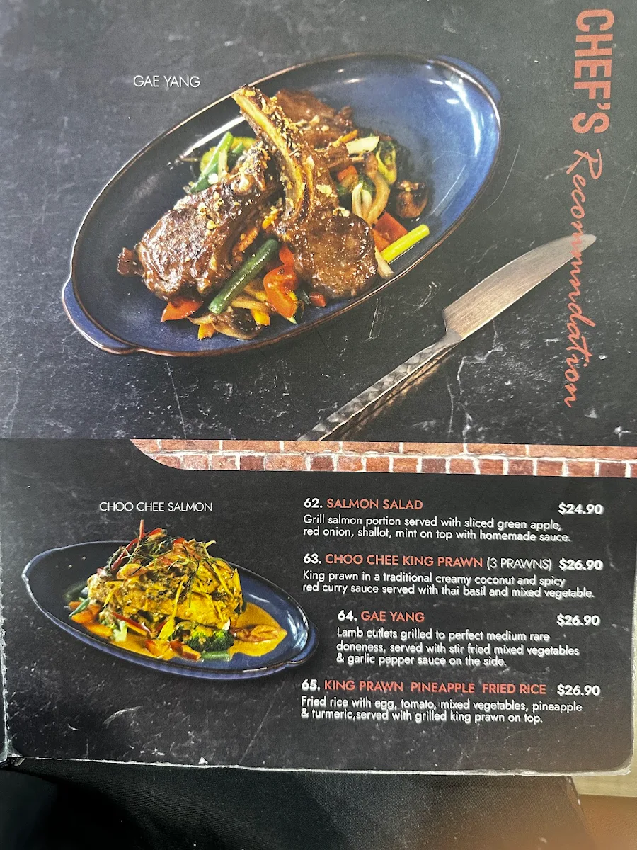 Menu, Khao Hom Thai Restaurant