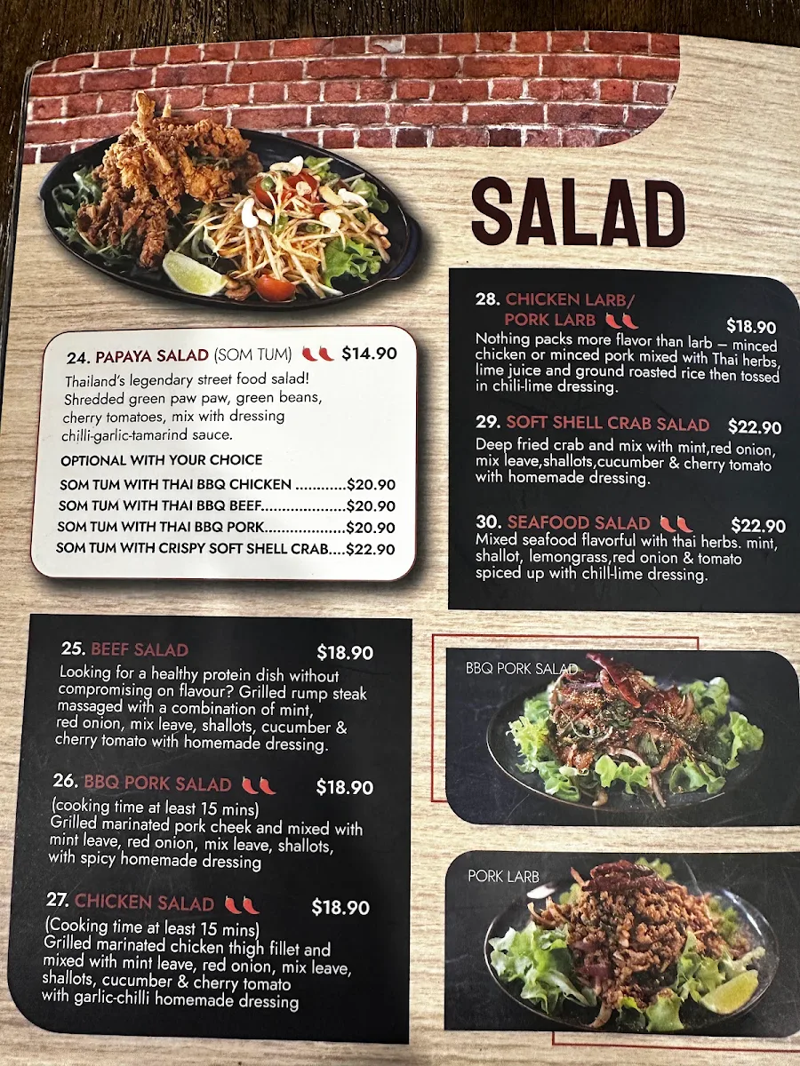Menu, Khao Hom Thai Restaurant